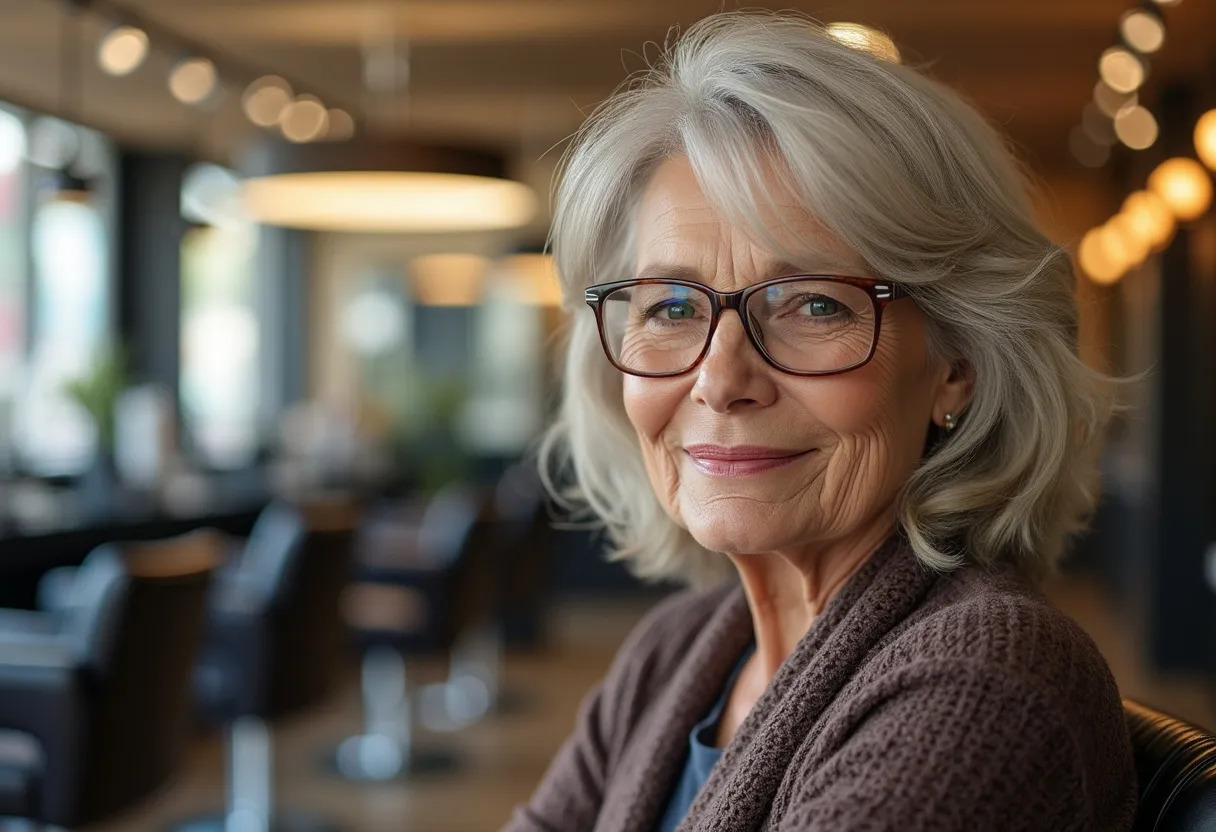 femme 65 ans lunettes coiffure